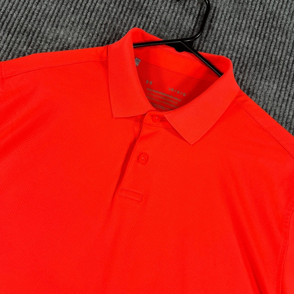 Under Armour Playoff‎ Polo Shirt Mens Large Orange Short Sleeve Golf Casual